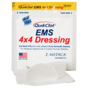 QuikClot EMS Dressing, 4" x 4" (10 cm x 10 cm)
