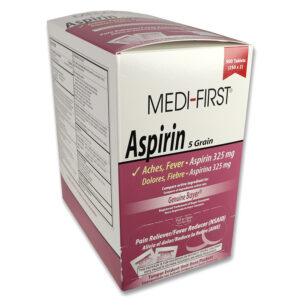 Aspirin, 500 tablets per box, 250 packets of 2 tabs each