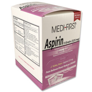 Aspirin, 250 tablets per box, 125 packets of 2 tabs each
