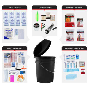 1 Person Comfort Survival Kit, Bucket and Lid