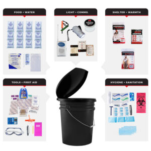 1 Person Essential Survival Kit, Bucket and Lid