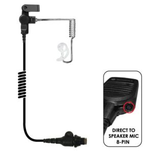 Fox Listen-Only Earpiece Clear Coiled-Tube 8-Pin for Motorola HMN4101/HMN4103