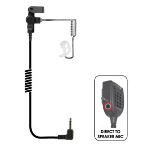 Fox Listen-Only Earpiece Clear Coiled-Tube 2.5mm for 2.5mm Speaker-Mic Connector