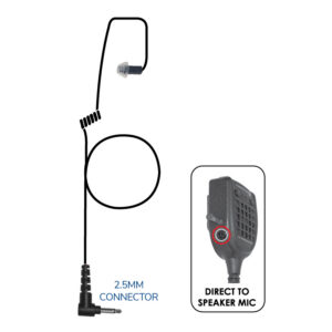 Whisper Covert Listen-Only Earpiece Black 2.5mm for 2.5mm Speaker-Mic Connector