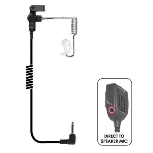 Fox Listen-Only Earpiece Clear Coiled-Tube 3.5mm for 3.5mm Speaker-Mic Connector