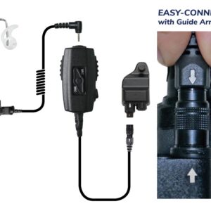 Chameleon Acoustic-Tube Dual-PTT Body Microphone Clear Coiled-Tube Easy-Connect for Harris P5300/P5400/P5500
